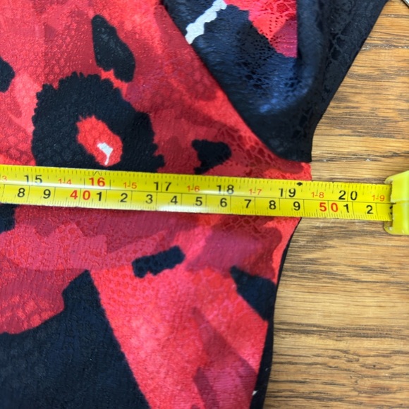 Saint Romei Vintage 80’s Dress Midi Pure Silk Black Red Floral Print Sz 10 - Picture 11 of 12